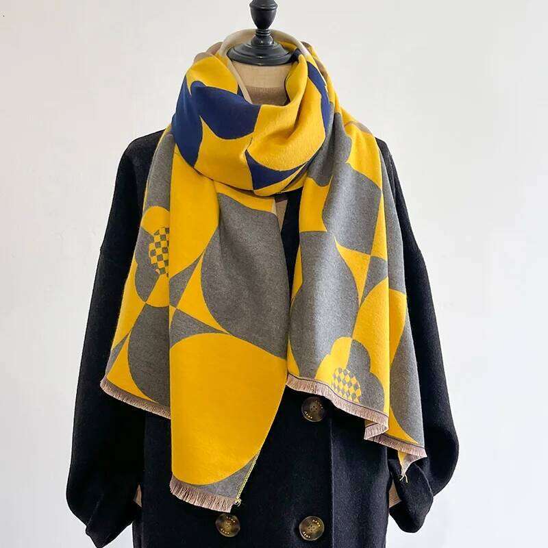 Luxury Brand Two-Sided Jacquard Scarf Imitation Cashmere Soft Warm Fringe Pashmina Shawl Winter Coldproof Windproof Blanket Z260226