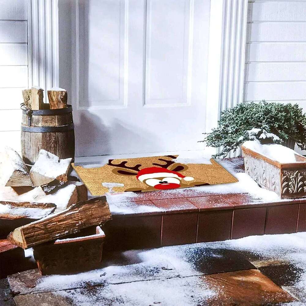 VIKAMA Merry Christmas Welcome Doormat Winter Non-Slip Rubber Backed Floor Mat for Home Indoor Outdoor Entrance Decoration H260226