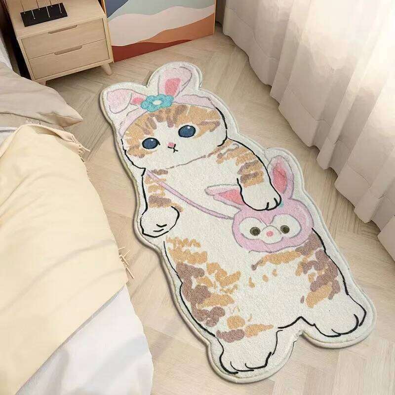 Faux Cashmere Cute Cartoon Pet Carpet Home Bedroom Bedside Decorative Floor Mat Anti-slip Dirty Resistant Machine Washable Rug H260226