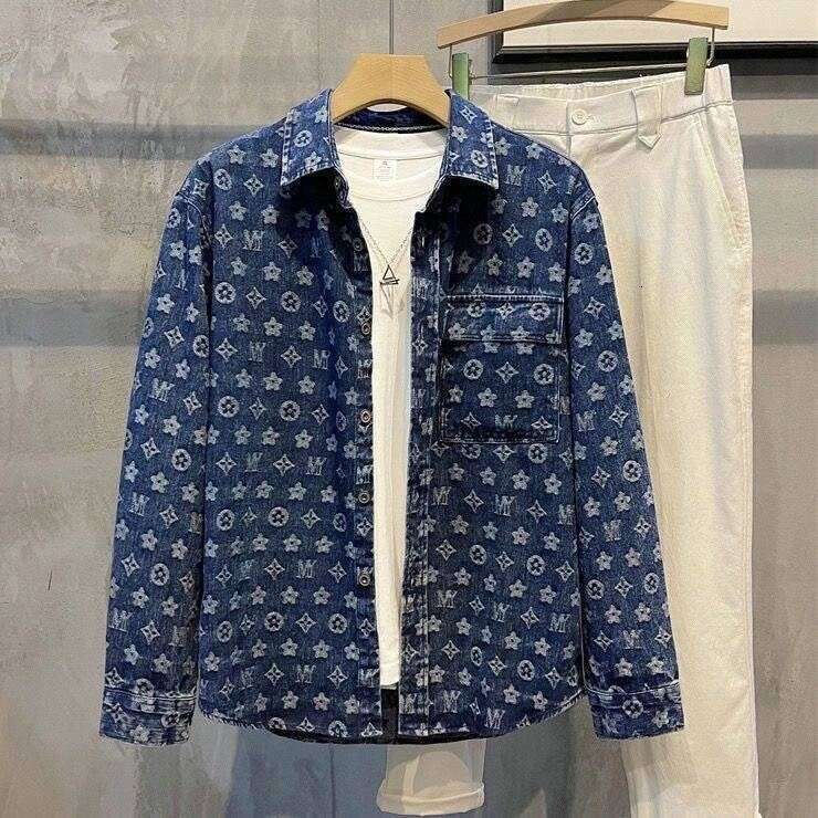 Denim 2025 Spring/Autumn New Trendy Brand Casual Stylish Retro Personalized Printed Work Shirt Jacket For Men