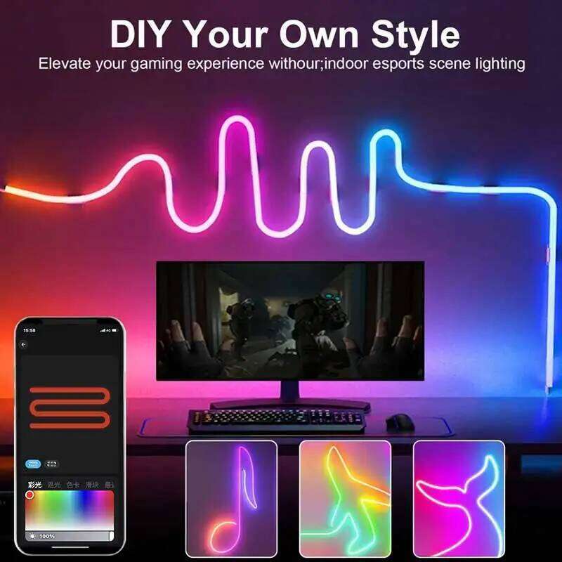 RGBIC Bluetooth Lights 5V Neon Light 1M 2M 3M 5M Waterproof Flex Ribbon Led Tape for Room Wall Decor Strip Z260226