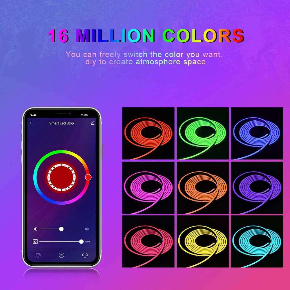 Black Silica Gel Tube LED Strip Lights Tuya Smart Life WiFi Bluetooth APP Control RGB Neon Sign Tape For Christmas Decor Z260226