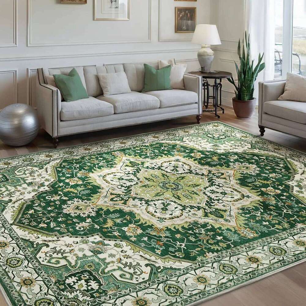 Traditional PersianPattern Carpet DecorationElegant Classic Style Blue and White Geometric Flower LivingRoom Floor Mat H260226