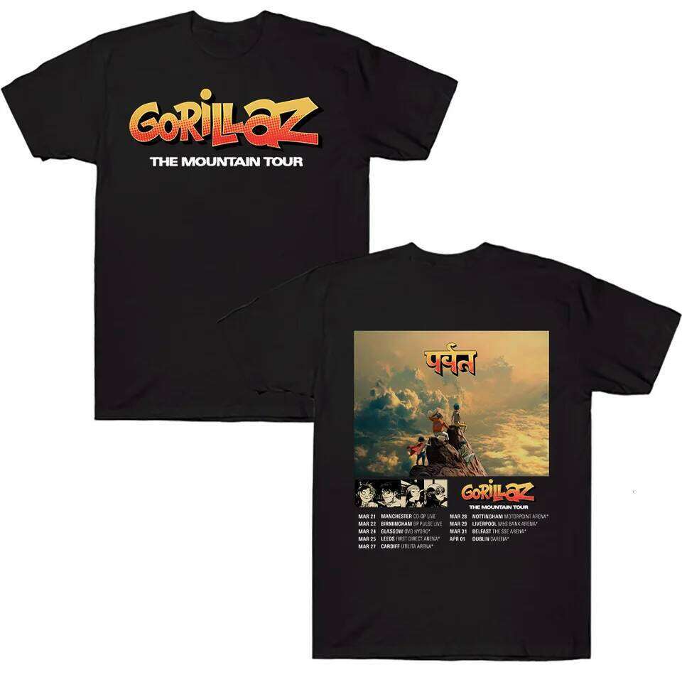 Cotton T-shirts Gorillazs The Mountain Tour Tshirt Street Music Band Punk Rock Y2K Tee Unisex Summer High Quality Casual Clothes C260227