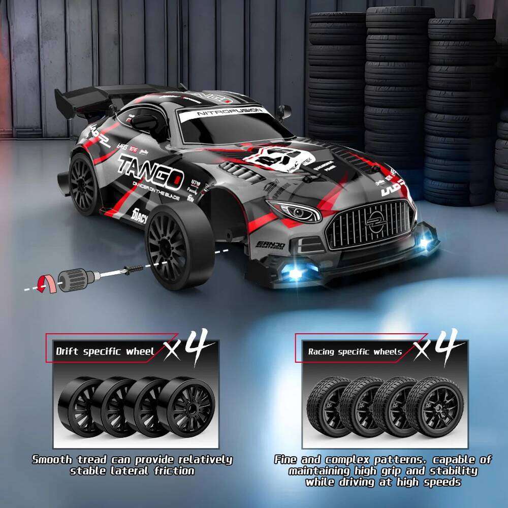 1: Four-wheel drive racing drift ambient light, infinitely variable speed RC remote control toy car, holid H260227