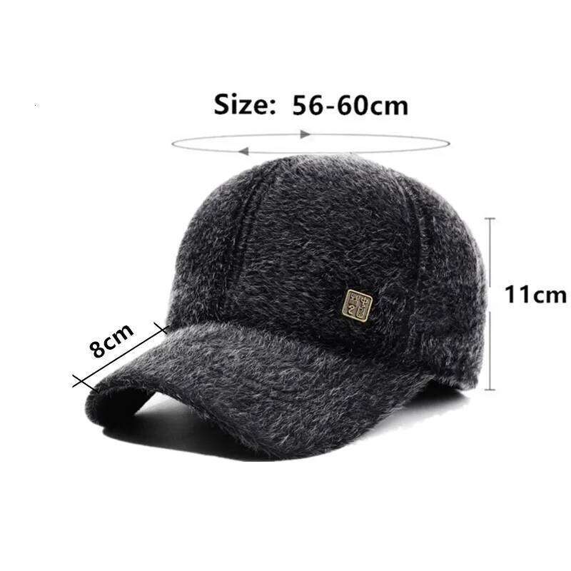 New Winter Fleece-lined Plush Thickened Warm Baseball Caps For Men Imitation Mink Fur Coldproof Earmuff Hats Male Snapback Cap Z260226