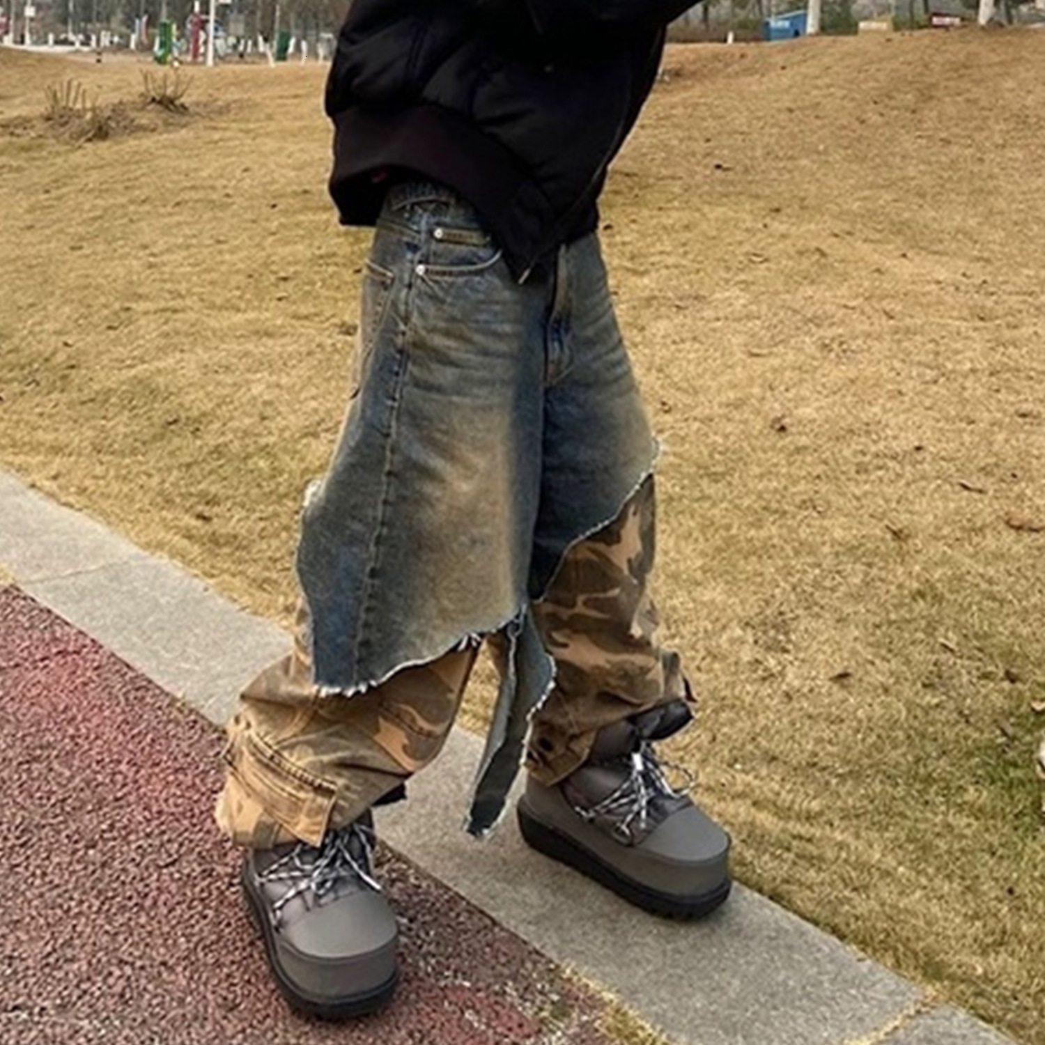 Men Womens Vintage Camouflage Leopard Jeans Y2K Clothes Harajuku Hip Hop Letter Embroidery Baggy Jeans Mid Rise Wide Leg Trouser 250618 - view 3