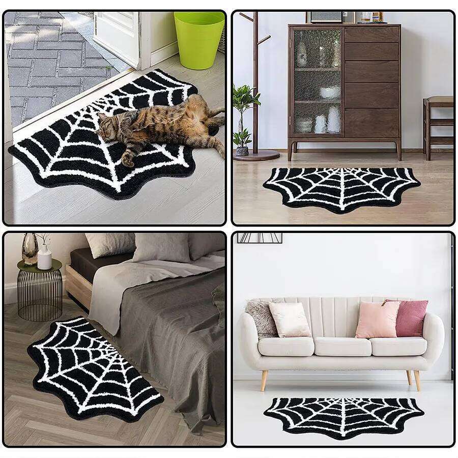 Halloween Bath Mat Gothic Bedroom Carpet Spider Web Floor Bathroom Home Decor Decoration Kitchen Living Rugs Room Rug Mats H260226