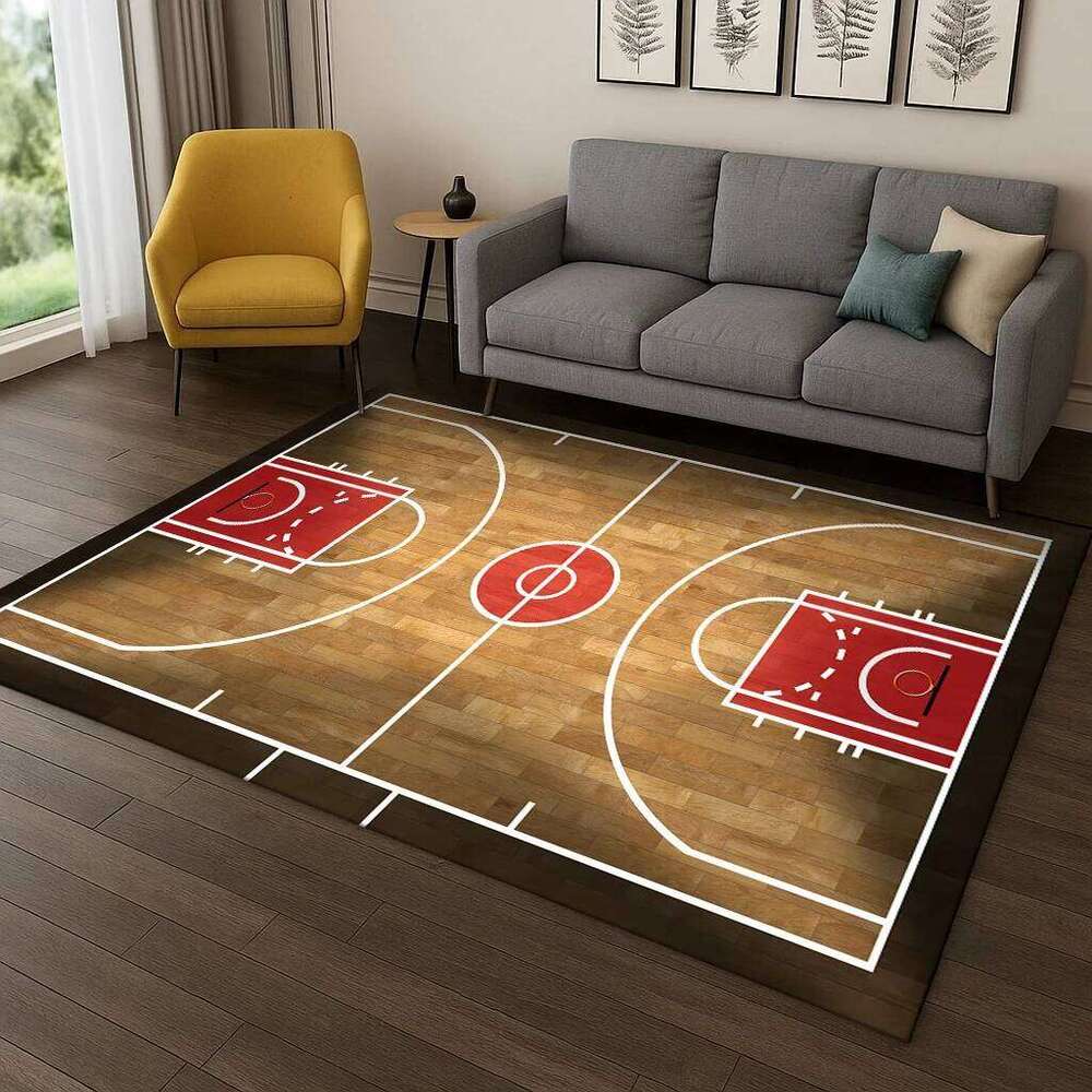 Basketball Court Sports Cartoon Carpet Rug for Sofa Bedroom Living Room Doormat Home Decor,Kid Game Non-slip Floor Mat H260226