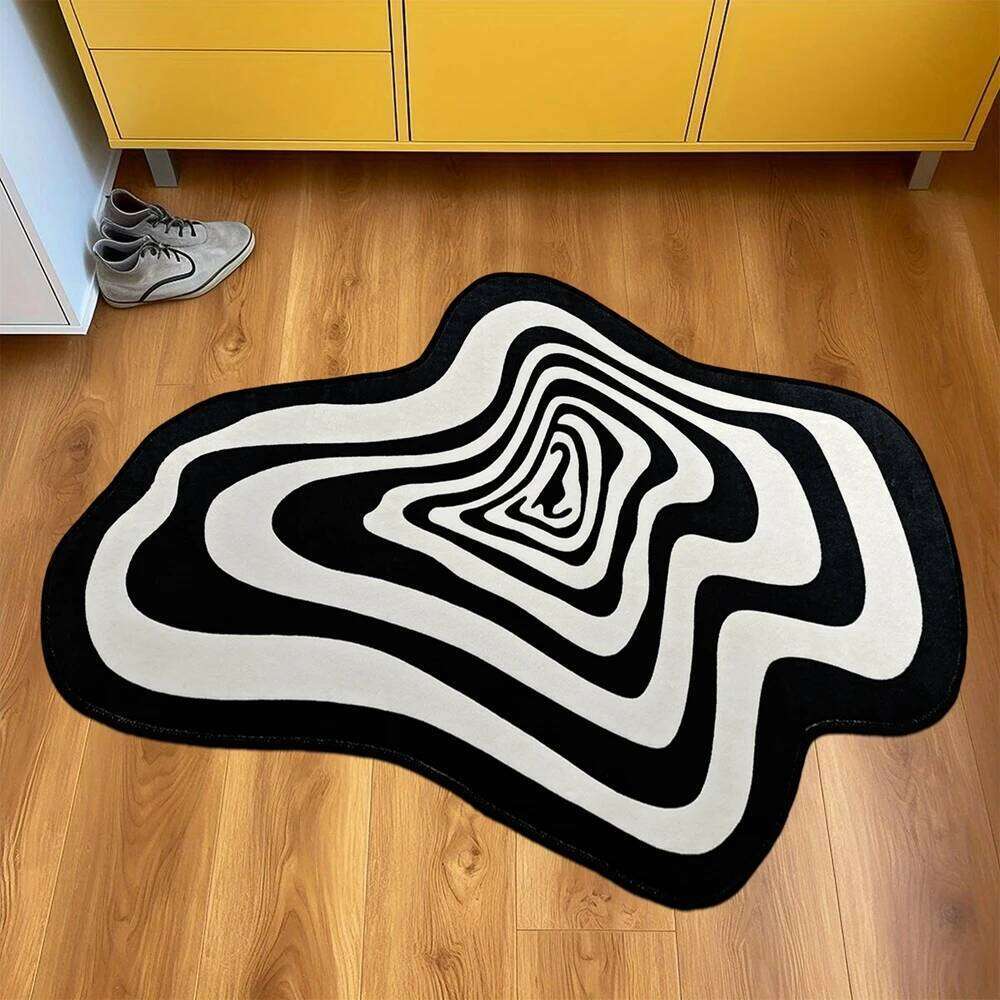 VIKAMA Trendy Creative Irregular Black White Abstract Carpet For Living Room Coffee Table And Floor Mat Home Decoration H260226
