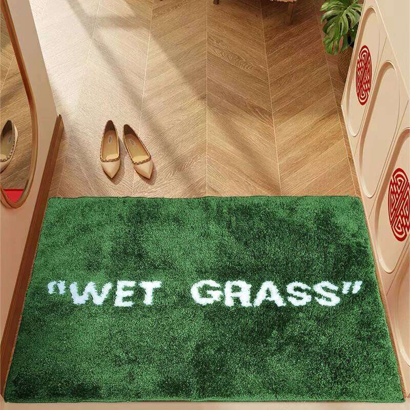 50x80cm Trendy Fashion Wet Doormat Flocking Tufted Carpet Green Grass Fluffy Plush Lounge Bedroom Bedside Rug Floor Mat H260226