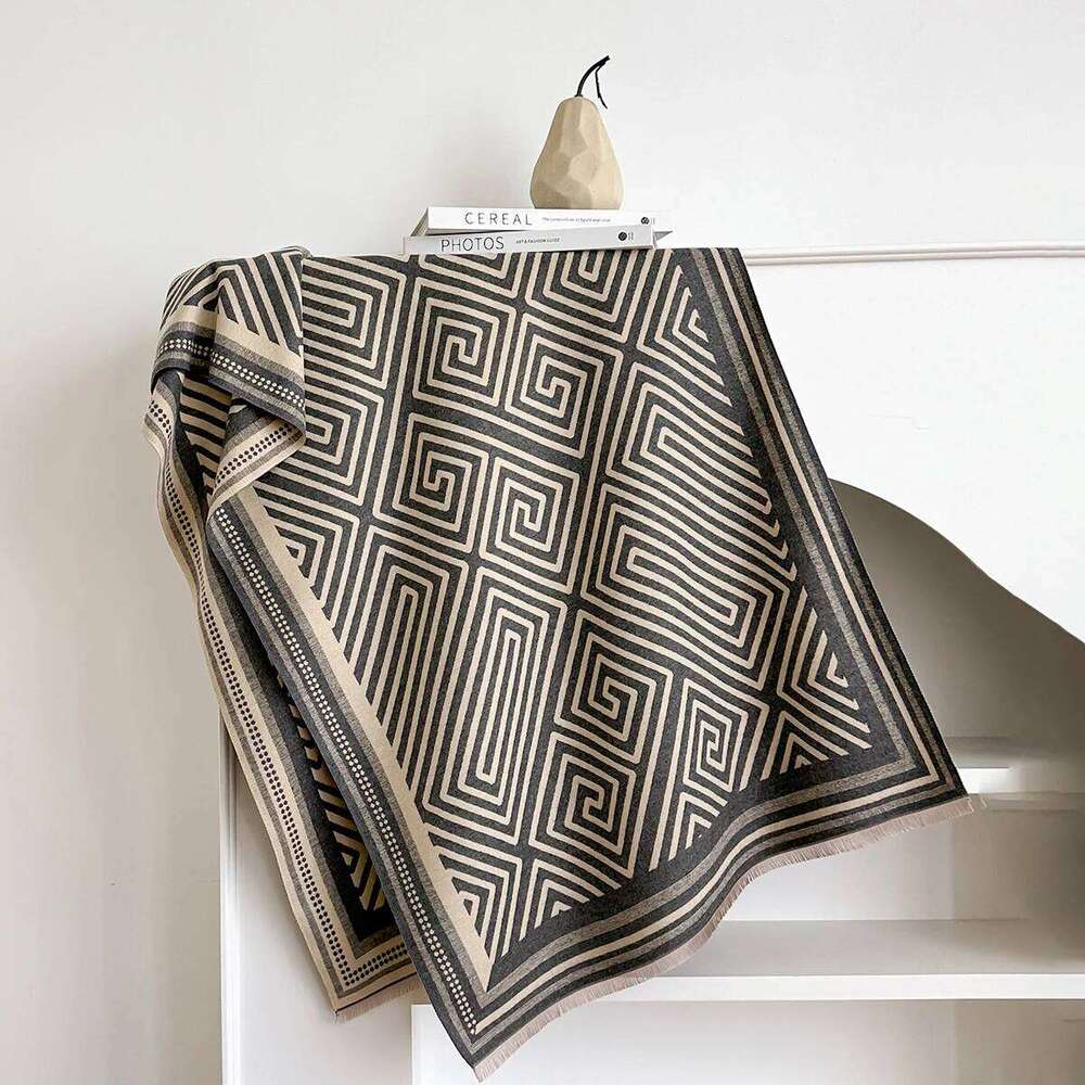 2025 New Women's Thick Faux Cashmere Scarf Winter Warm Luxury Stripe Shawl Wrap Pashmina Blanket Travel Poncho Female Bufanda Z260226