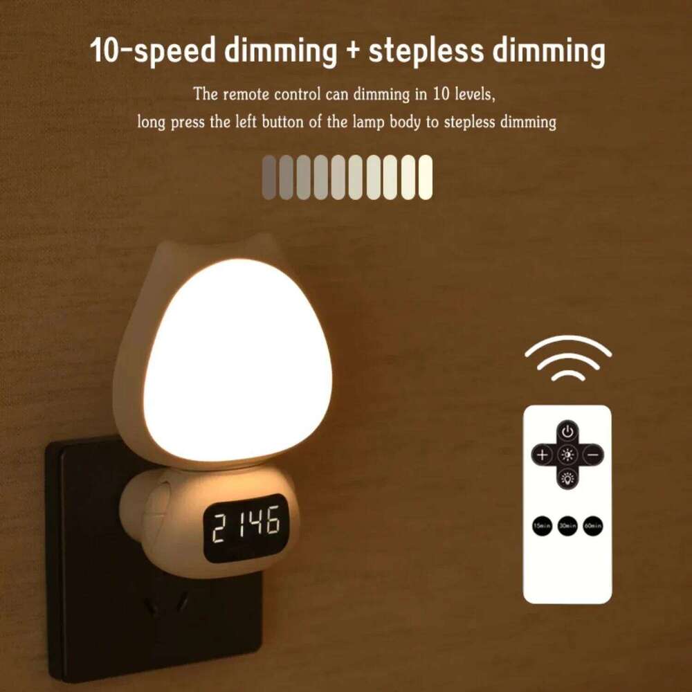 Mini LED Digital Table Clock Cute Child Multifunctional 3Color Night Light Stepless Dimming Bedroom Bedside Lamp For Home Living Z260227