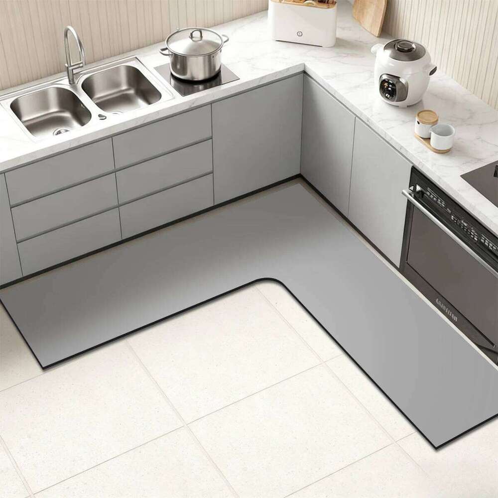 Household L-shaped kitchen floor diatomaceous earth non-slip bathroom absorbent dining room soft door corner mat H260226