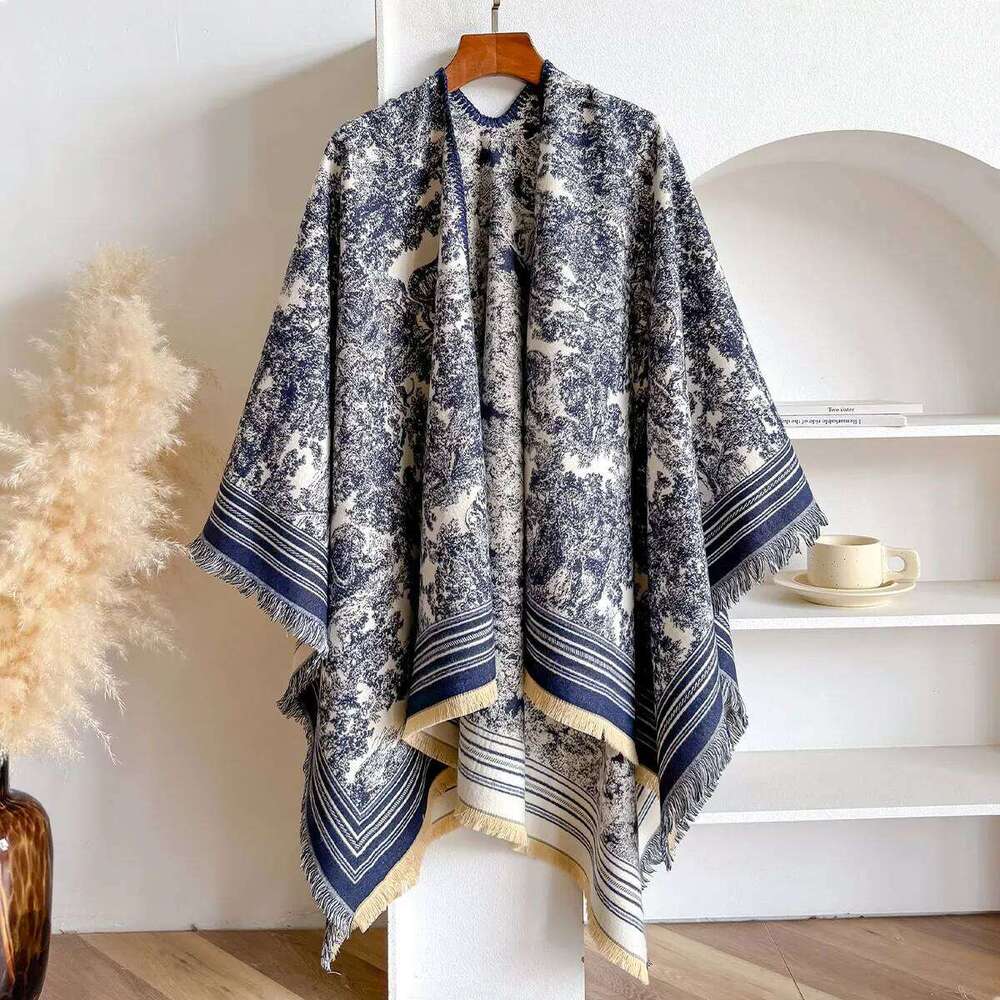 New Winter Women Poncho Warm Slit Large Shawl Double Sided Animal Print Thickening Blanket Luxury Scarf Female Cloak Pashmina Z260226