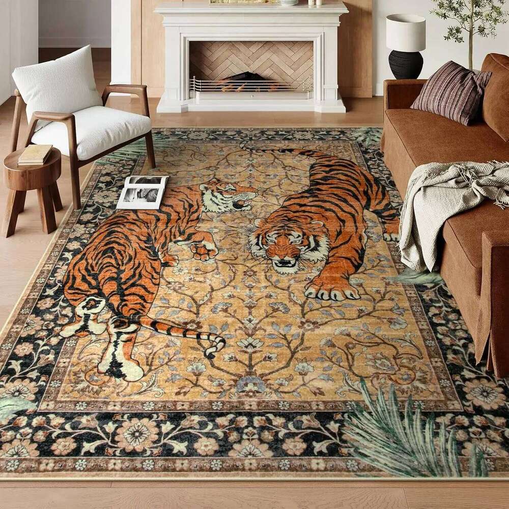 VIKAMA Bohemian Style Carpet Tiger Pattern Soft Sound Insulation Noise Reduction Bedroom Sofa Living Room Home Decoration H260226