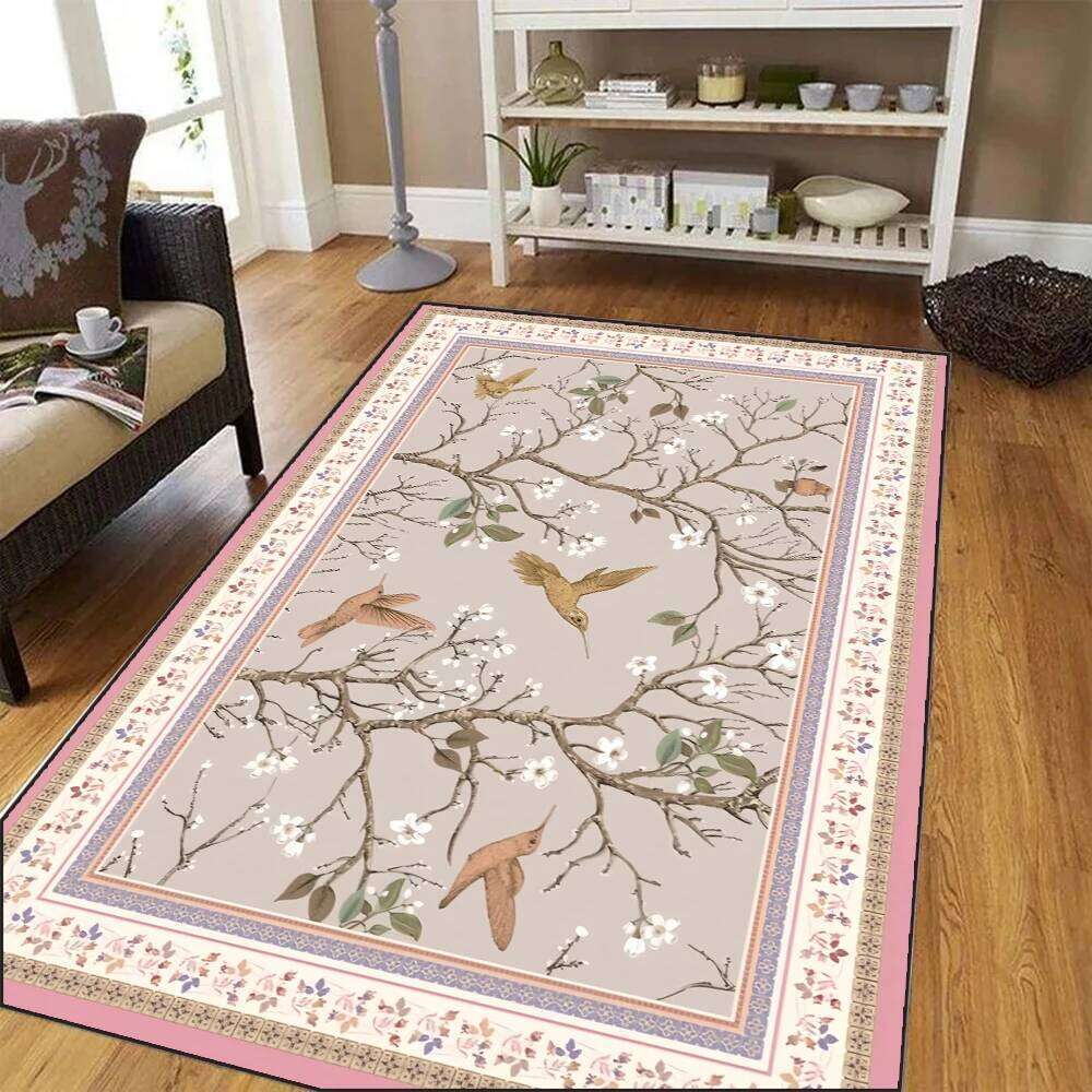 European Retro Floral Large Carpet for Living Room Luxury Persian Decor Rug Non-slip Bedroom Cloakroom Washable Soft DoorMat H260226