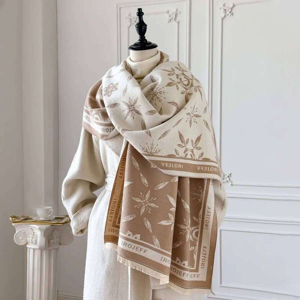 2025 Elegant Jacquard Design Imitation Cashmere Soft Warm Fringe Shawl Autumn Winter Coldproof Windproof Blanket Scarf Z260226