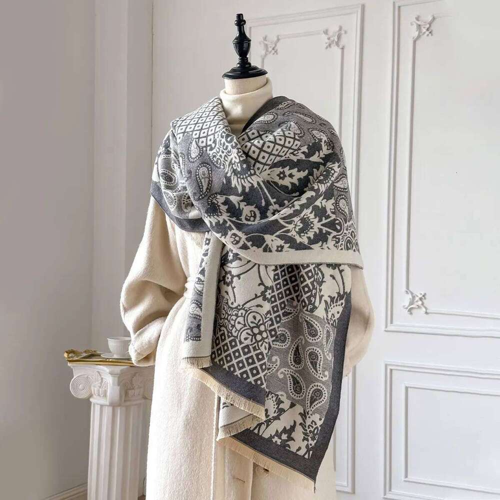 Luxury Print Scarf for Women Warmer Winter Faux Cashmere Pashmina Scarves Shawls Female Thick Blanket Wraps Foulard Z260226