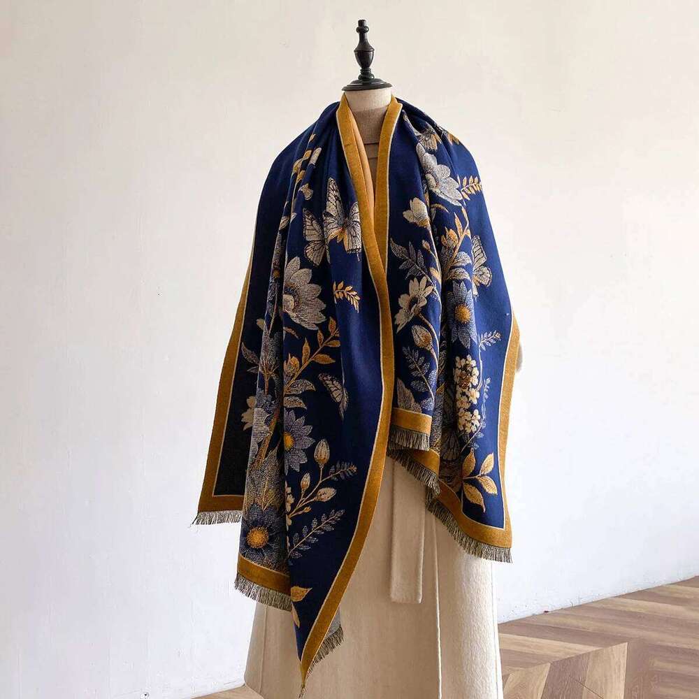 Brand Fashion Floral Winter Warm Cashmere Shawl Scarf Women Oil Painting Print Pashmina Thick Scarves Wrap Femal Poncho Echarpe Z260226