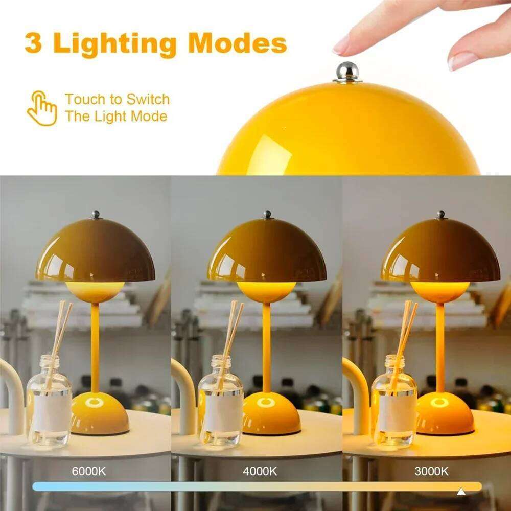 Rechargeable Alloy with ABS Table Lamp 3 Speed Adjustment Indoor Lighting Fixture Flower Bud Desk Lamps Home Decor Night Light Z260227