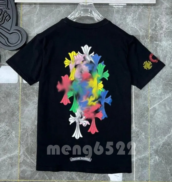 5A Designer men's chrome graphic t shirts 26ss American summer fashion high quality short sleeves casual horseshoe sanskrit cross tops Loose tees meng6522