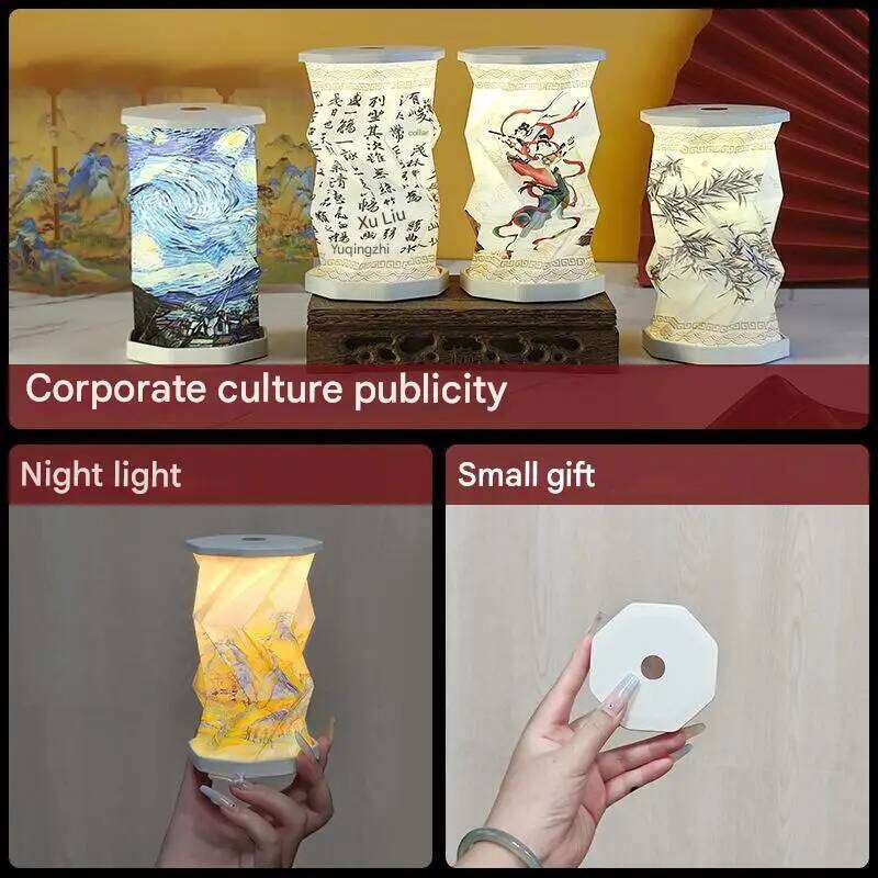 Mini Paper Lantern Night USB Charging Portable Foldable Book Lamp Bedroom Bedside Decor nightlight LED Table Light Gifts Z260227
