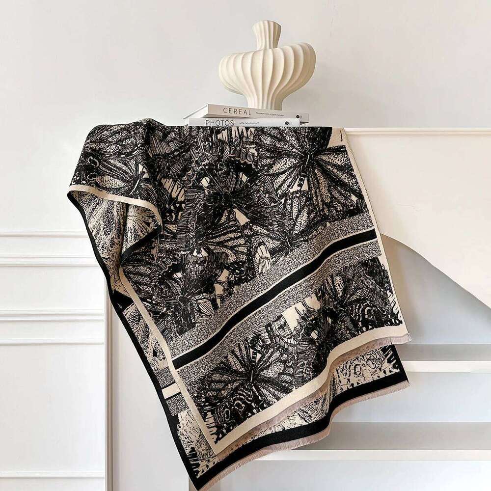 Women's Luxury Faux Cashmere Scarf Warm Thick Pashmina Blanket Poncho Autumn Winter Fashion Print Shawl for Stylish Coverage Z260226