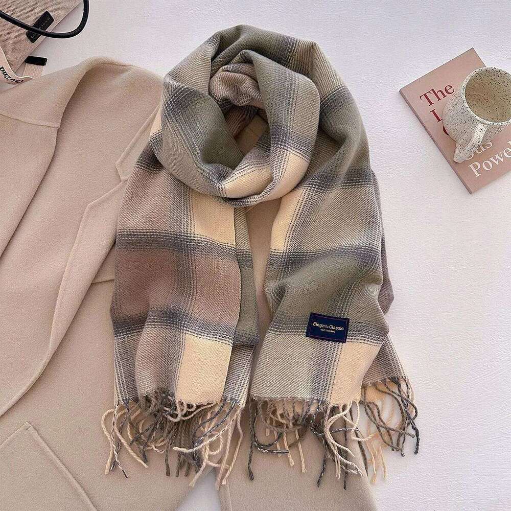 50*210CM Thickened Warm Scarf Women Long Tassel Color Pashmina Shawl Faux Cashmere Warps Autumn Winter Blanket For Wen Z260226