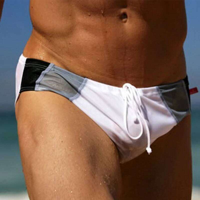 Summer Swimwear Men's Swimming Trunks Nylon Waterproof Elastic Waist Sexy Swimsuit Briefs Male Swim Surfing Beach Board Shorts C260227