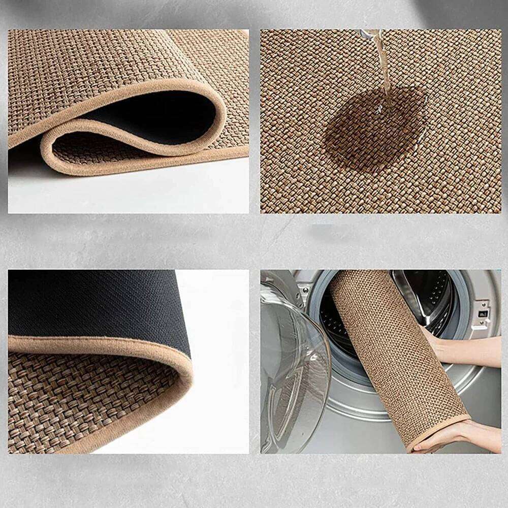 Washable Non-slip Rug Sisal Running Rug, Faux Woven Mat Kitchen Runners With Back Made Of Natural Rubber H260227 - view 5