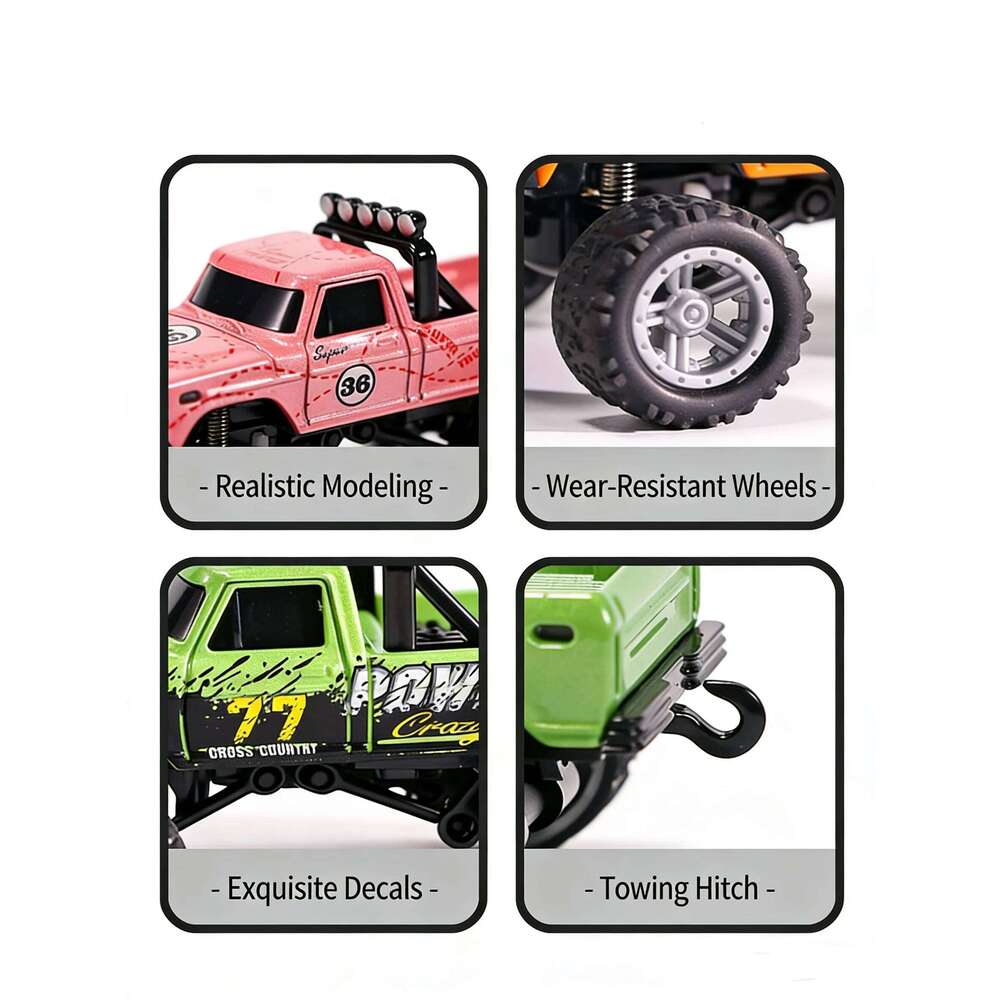 RC Car, 1/64 Scale Mini Control Monster Truck with Trailer, 2.4Ghz & APP Remote Control, Rechargeable Alloy Shell Mi H260227