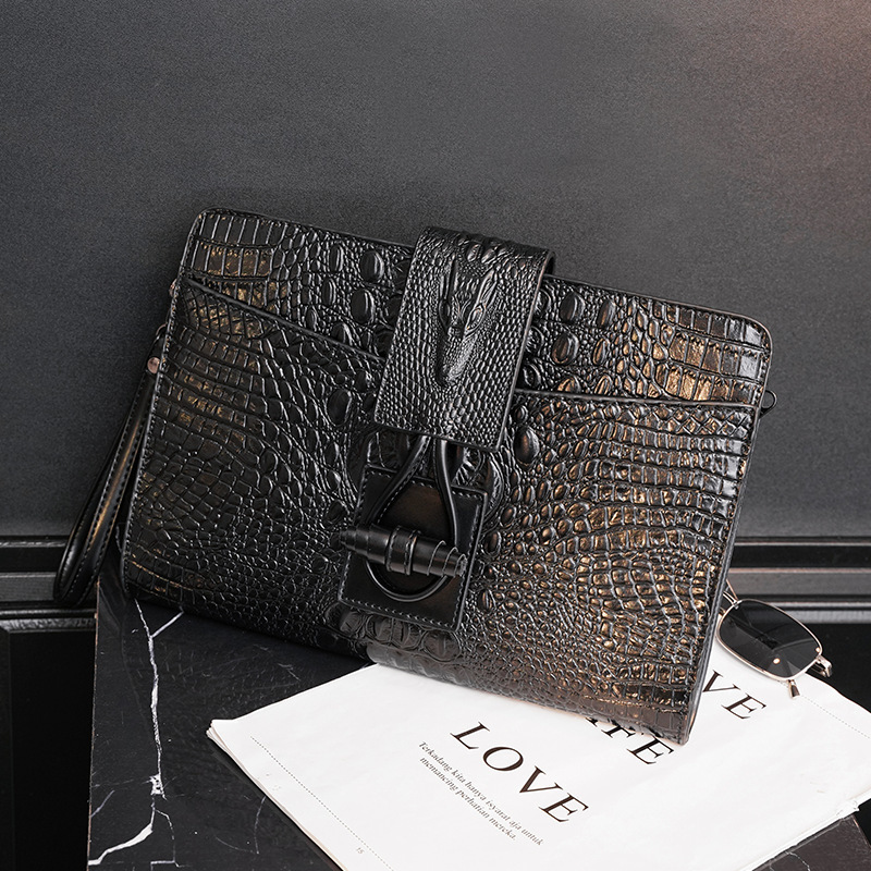 Alligator Pattern Clutch Men Large-capacity Handbag Multifunction Crossbody Shoulder Bag Men Clutches Envelope Document Bag