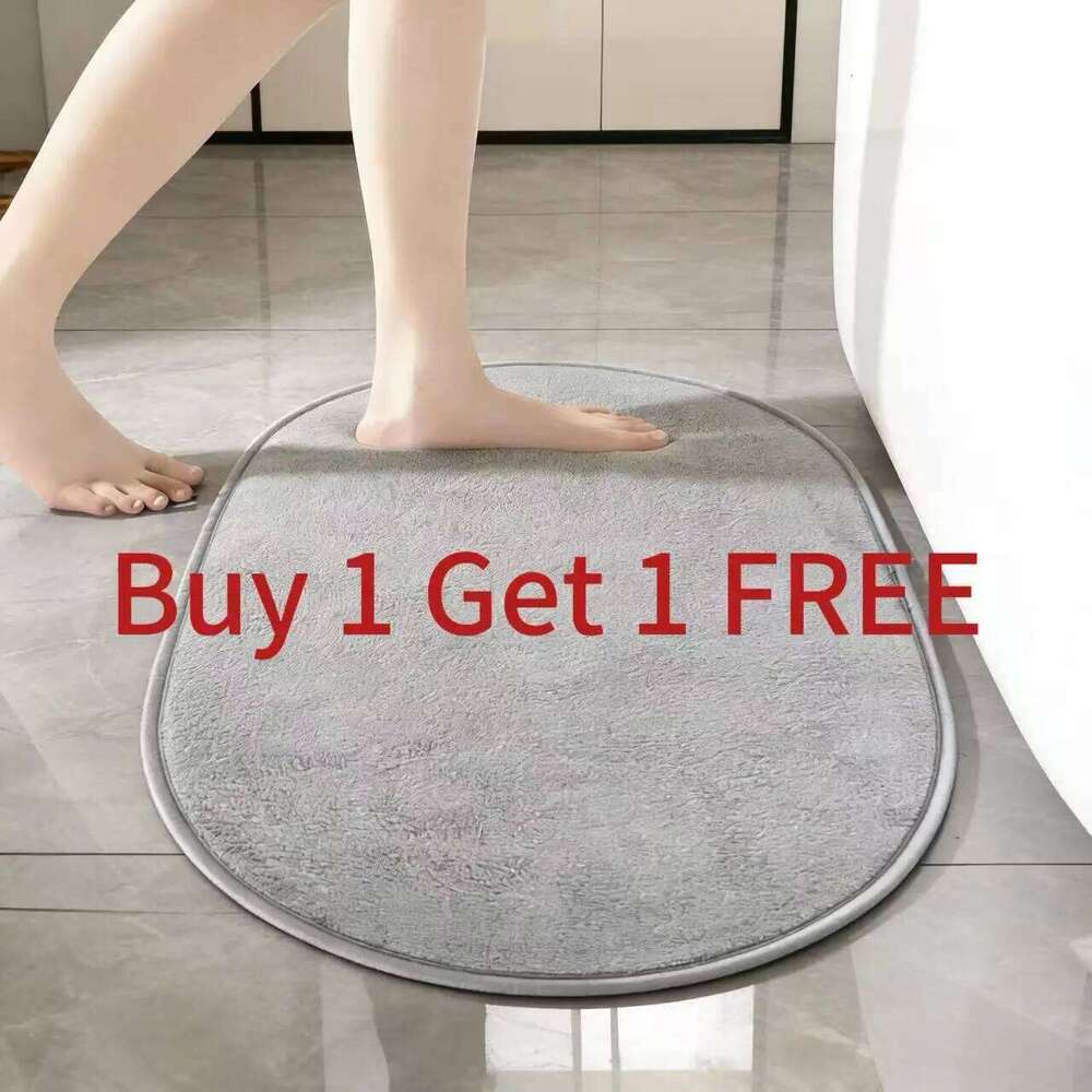 2pc oval bath 40x60cm+40 * 60cm, super soft absorbent bathroom mat, anti slip and washable carpet floor mat for floors, H260227 - view 3