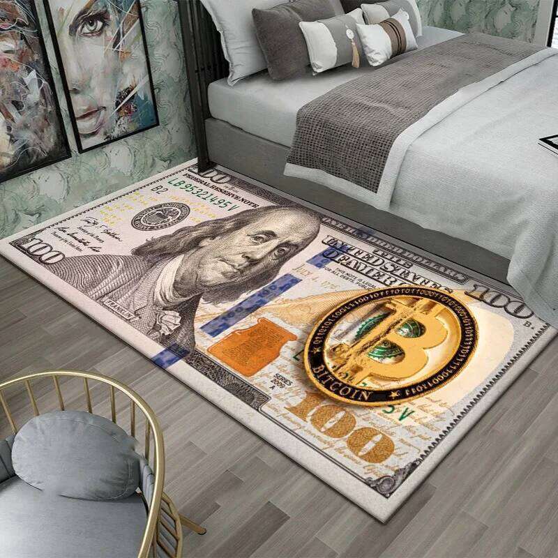 Colorful Creative Dollar Money Print Carpet Mat Rug Large Area Bedroom Entryway Non-Slip Stain Resistant Home Decoration H260226