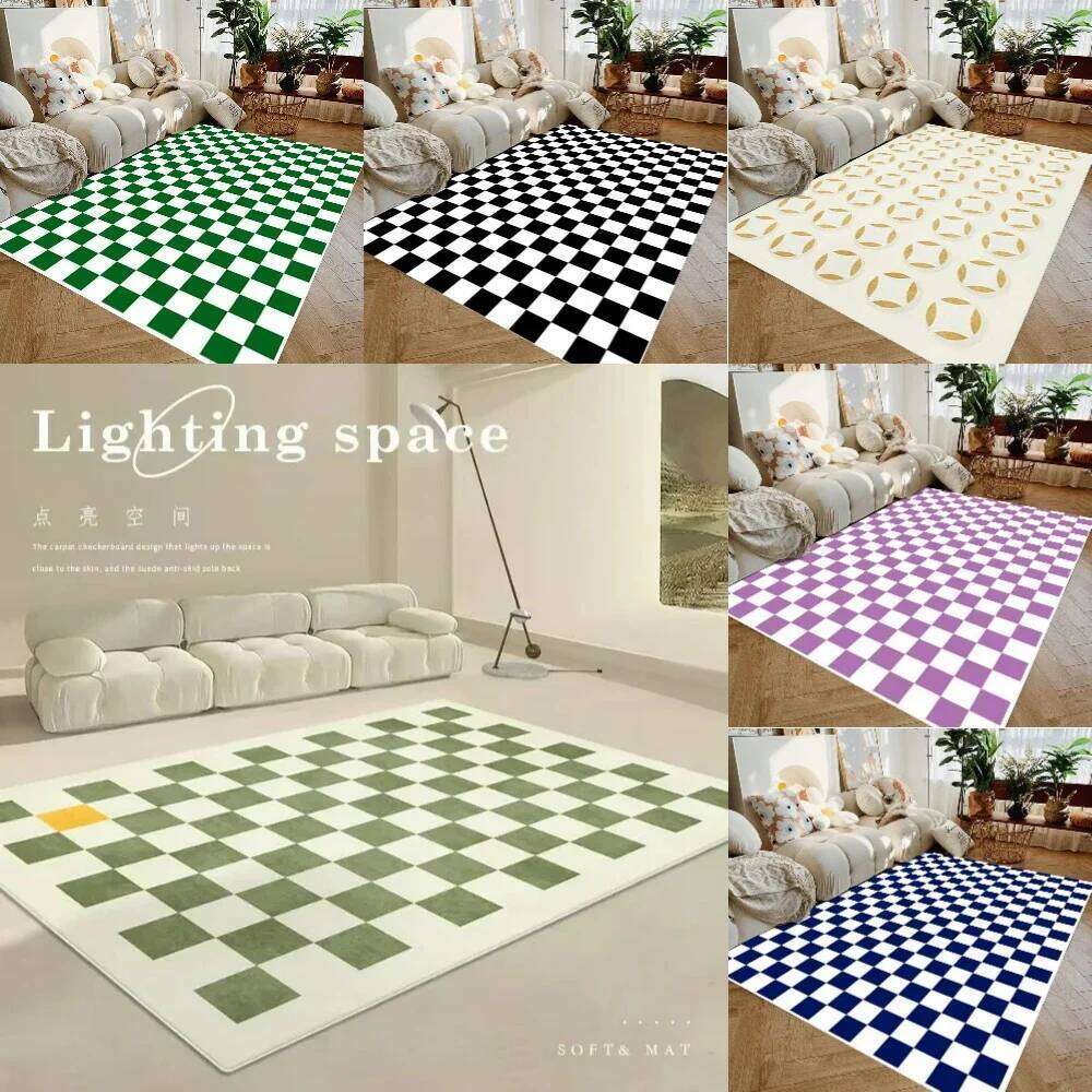 Color Checkerboard Plaid Carpets Living Room Large Rugs for Bedroom Decor Carpet Washable Rug Floor Mats Home Style H260226