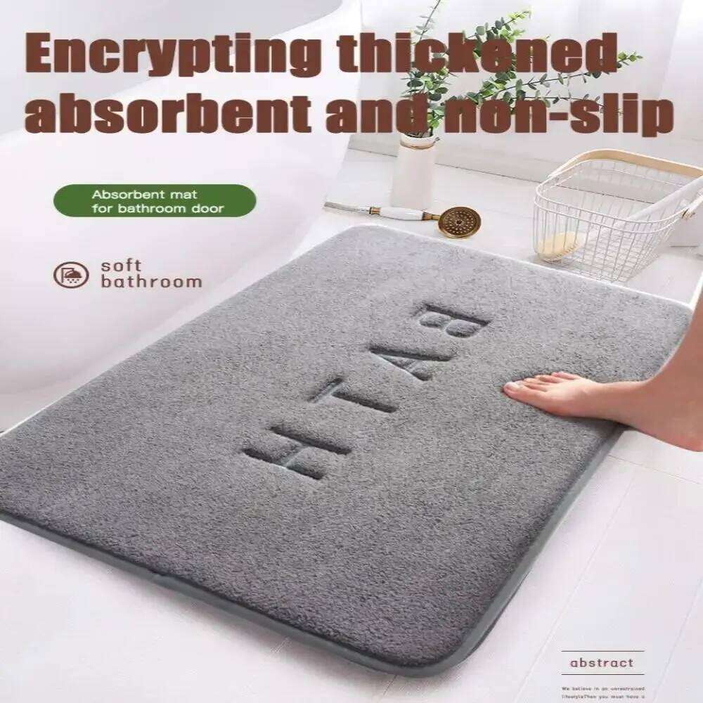 Anti Slip Faux Cashmere Memory Foam Carpet Coral Fleece Super Absorbent Floor Mat Kitchen Living Room Bathroom H260226