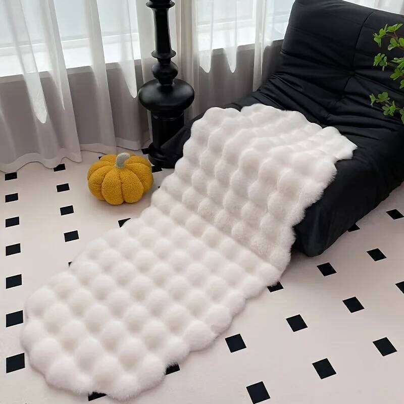 Oval Plush Carpet Soft Imitation Rabbit Fur Mat Comfort Bedside Rug Warm Winter Sofa Chair Cushion Living Room Home Decor H260226