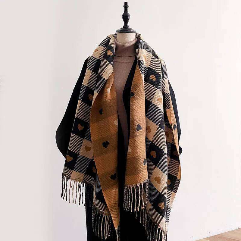 2025 Women Latest Jacquard Scarf Imitation Cashmere Soft Warm long Fringe Shawl Autumn Winter Coldproof Windproof Blanket Z260226