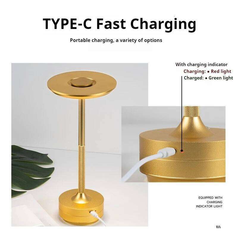 Rechargeable Alloy Table for Bedroom Wireless Touch Camping Candle Creative Desk Lamp USB-C Charging 2400mAh Z260227