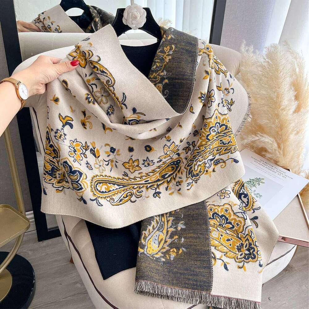 New Winter Luxury Women Two-Sided Paisley Jacquard Cashmere Warm Shawl Outdoor Coldproof Windproof Blanket Pashmina Scarf Z260226