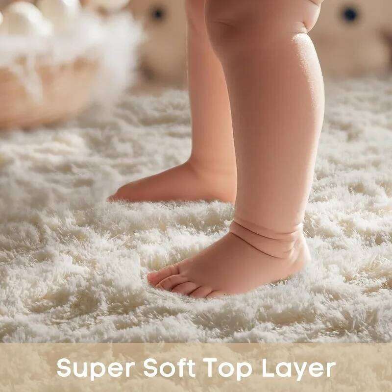 Round Cream White Soft Fluffy Circle Carpet Plush Shaggy Area Rug for Bedroom Living Kids Room Nursery Home Decoration H260226