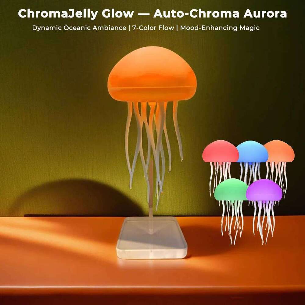 WACUAAO Jellyfish Lamp Voice Control RGB Night Light, 9 Dancing Tentacles, USB Rechargeable - Christmas Gift for Kids, Teens Z260227