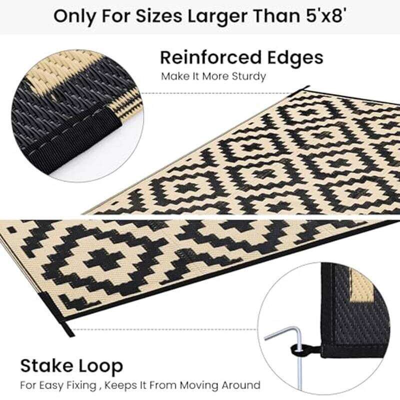 kitinjoy Reversible Plastic Rugs Outdoor Camping RV Mat Carpet Rooftop Non-slip Super Waterproof Indoor Mats For Living Room H260226