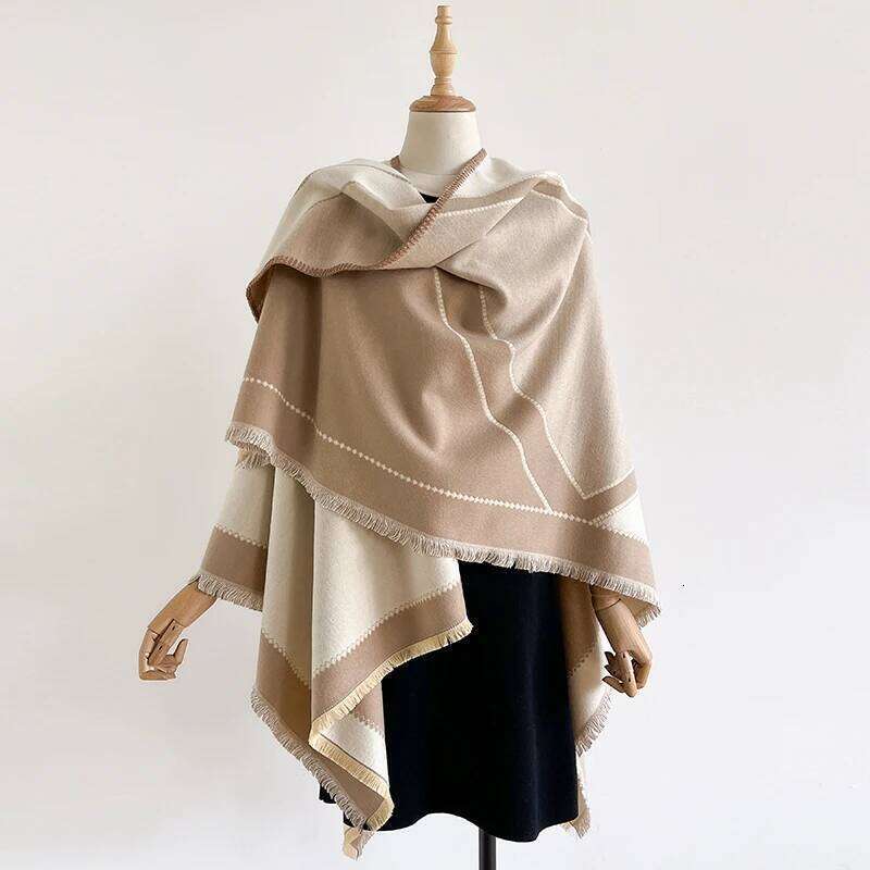 2025 Luxury Brand Cashmere Women Scarf Winter Warm Slit Double-sided Large Shawl Pashmina Foulard Square Thick Blanket Poncho Z260226