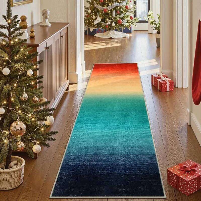 Rainbow Gradient Runner Rug Modern Minimalism Colorful Hallway Carpet Non-slip Soft Floor Mat for Living Room Entryway Decor H260226
