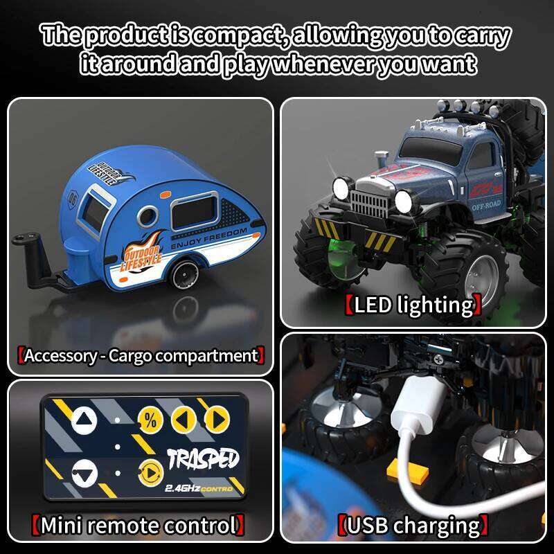 New 1:64 Rc Mini 2.4Ghz City Road Handle High Speed Alloy All Terrain Remote Car Dual Control Children's Toys Gifts H260227