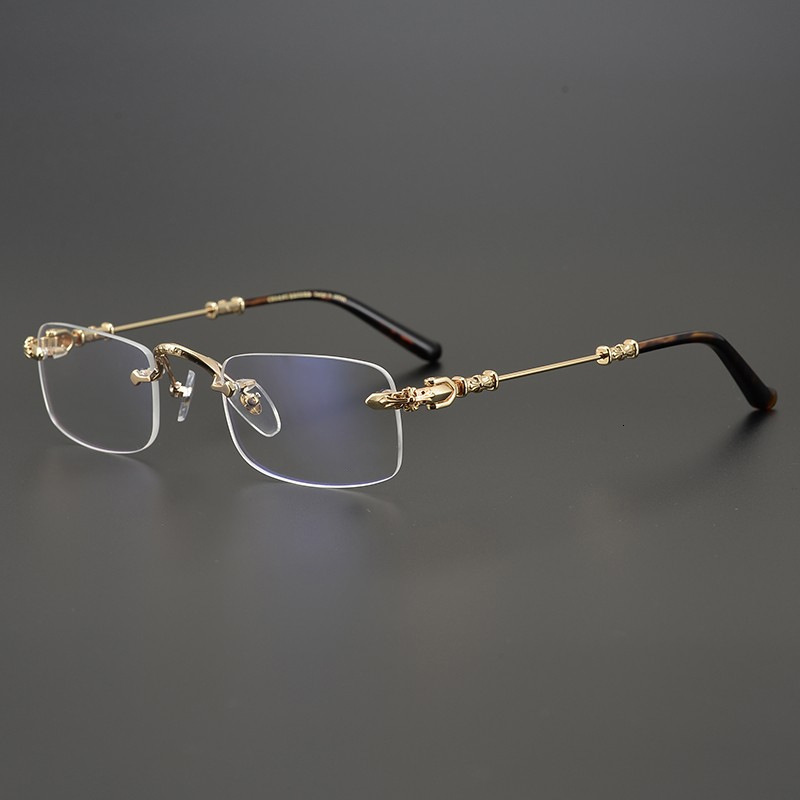 Luxury Brand Designer Sunglasses Blue Light Blocking Reading Glasses, Frameless, Metal Frame, Square, For Men, Can Be Fitted With Prescription Lenses,