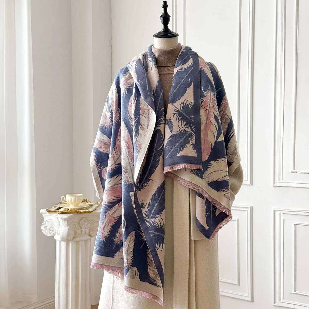 Luxury Feather Print Scarf 2025 Women Warm Pashmina Shawl Ideal for Autumn Winter Fashion Accessory Bufanda Mujer Foulard Z260226