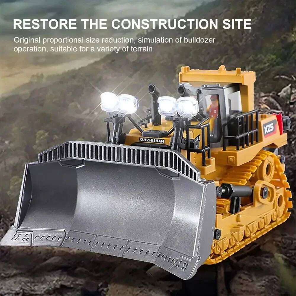 1: 9CH Multifunctional RC Bulldozer Crawler Type Alloy/Plastic Shovel Engineering Forklift Heavy Excavator toy gifts for kids H260227